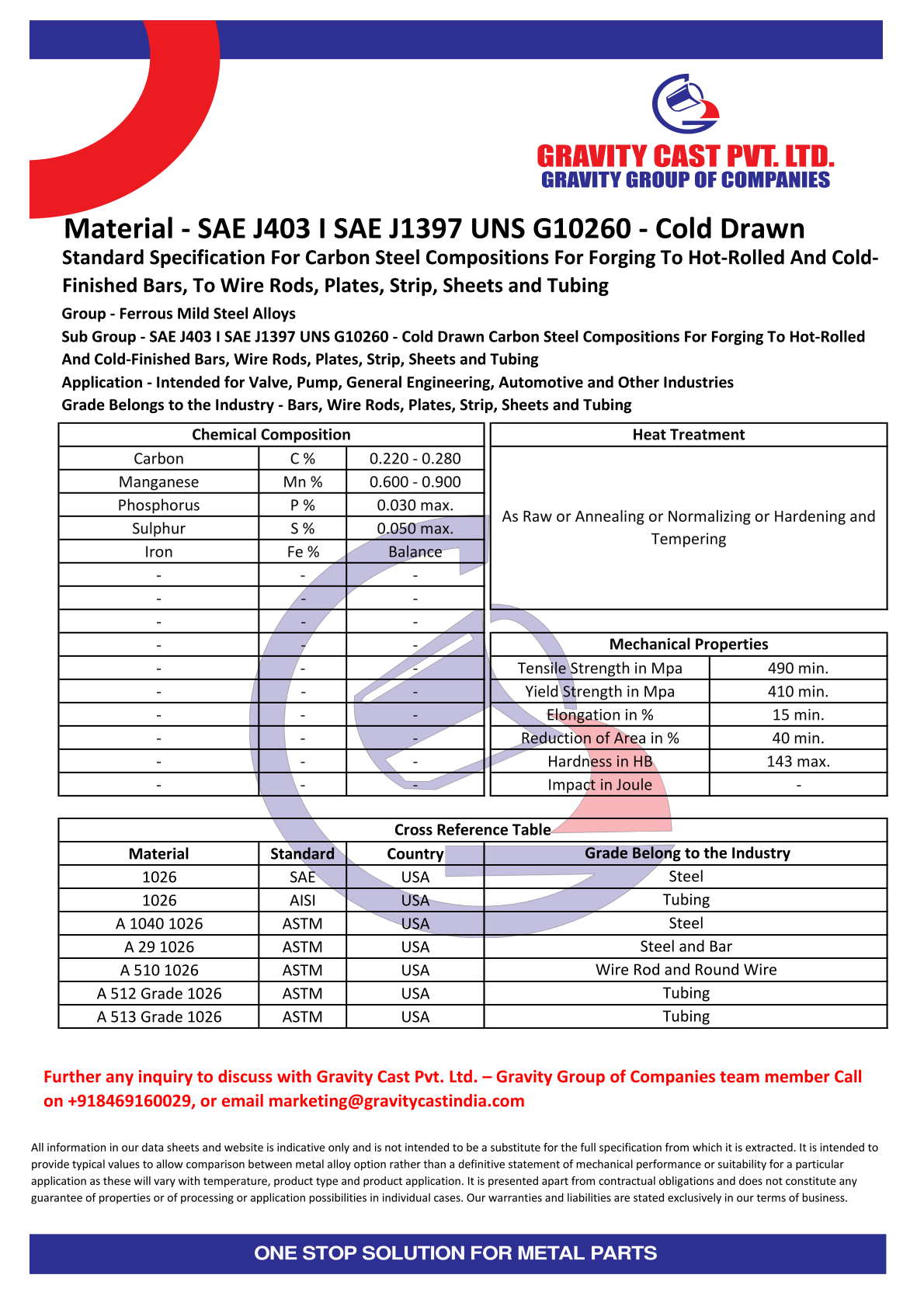 SAE J403 I SAE J1397 UNS G10260 - Cold Drawn.pdf